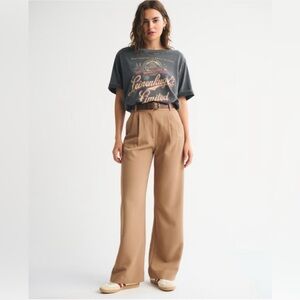 Abercrombie Sloane Tailored Wide Leg Trousers Brown 32/14 NWT High Rise